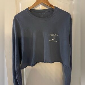 Brandy Melville Navy Long Sleeve Cropped Top